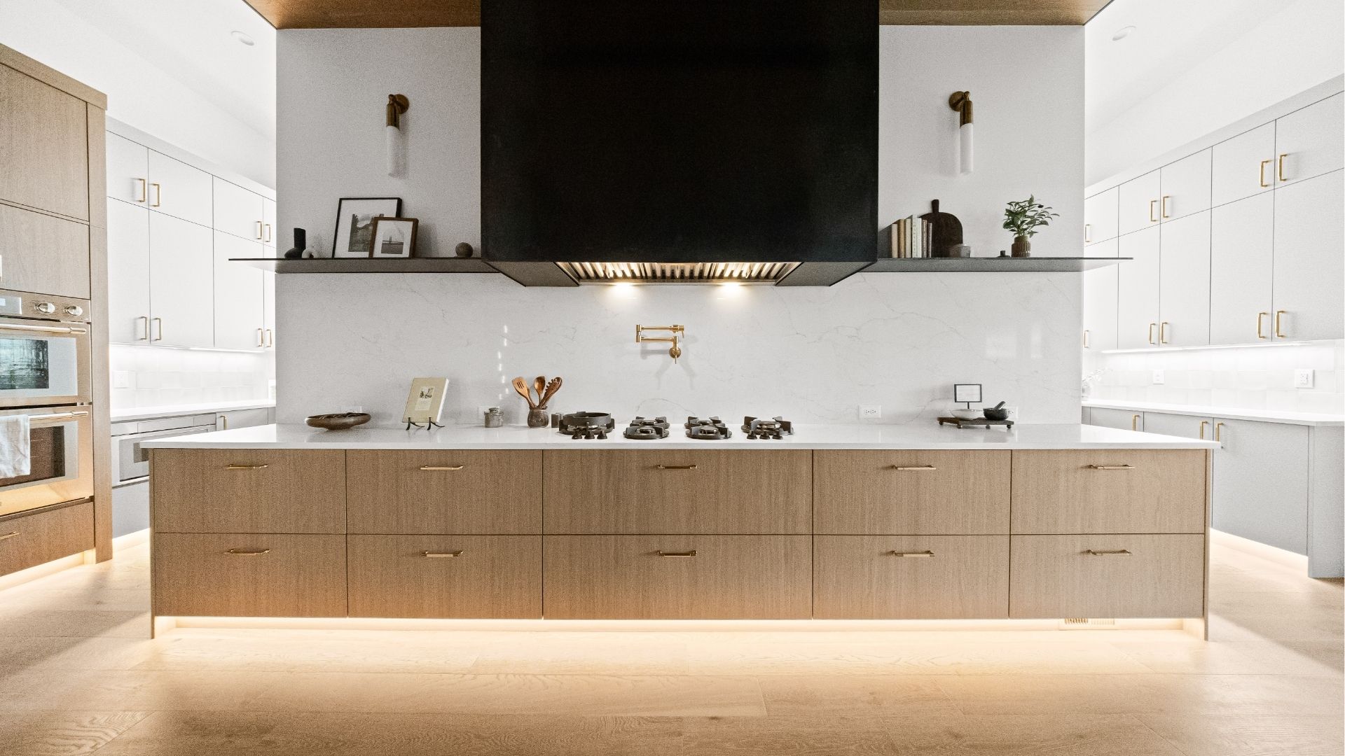 Professional Pitt Burners range with custom hood in Castle Rock gourmet kitchen